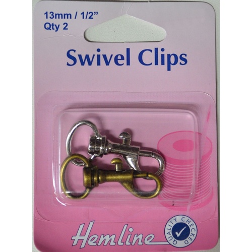 Hemline Swivel Clips, 13mm, 1/2", Pack Of 2, 1 Nickle, 1 Bronze Finish