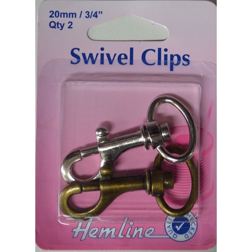Hemline Swivel Clips, 20mm, 3/4", Pack Of 2, 1 Nickle, 1 Bronze Finish