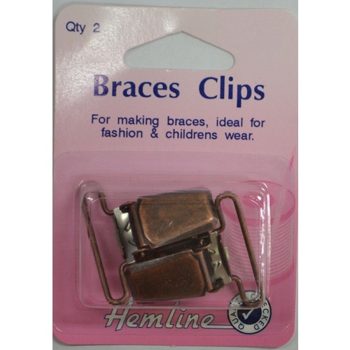 Hemline Braces Clips. 30mm. Bronze. 1 Pair.