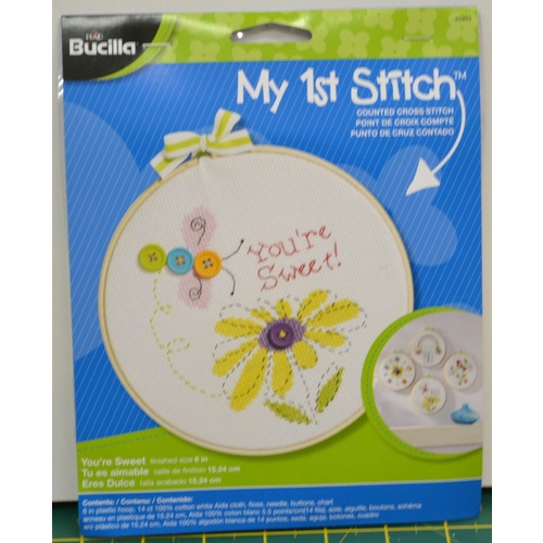 Bucilla My 1st Stitch Cross Stitch Kit w/Hoop 6" (15.25cm) "You're Sweet"