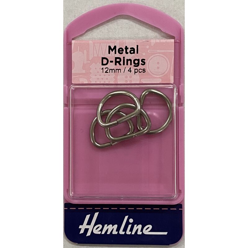 Hemline D Ring Buckles 12mm 4 Pcs Silver Colour For bags Straps Garments 462.12