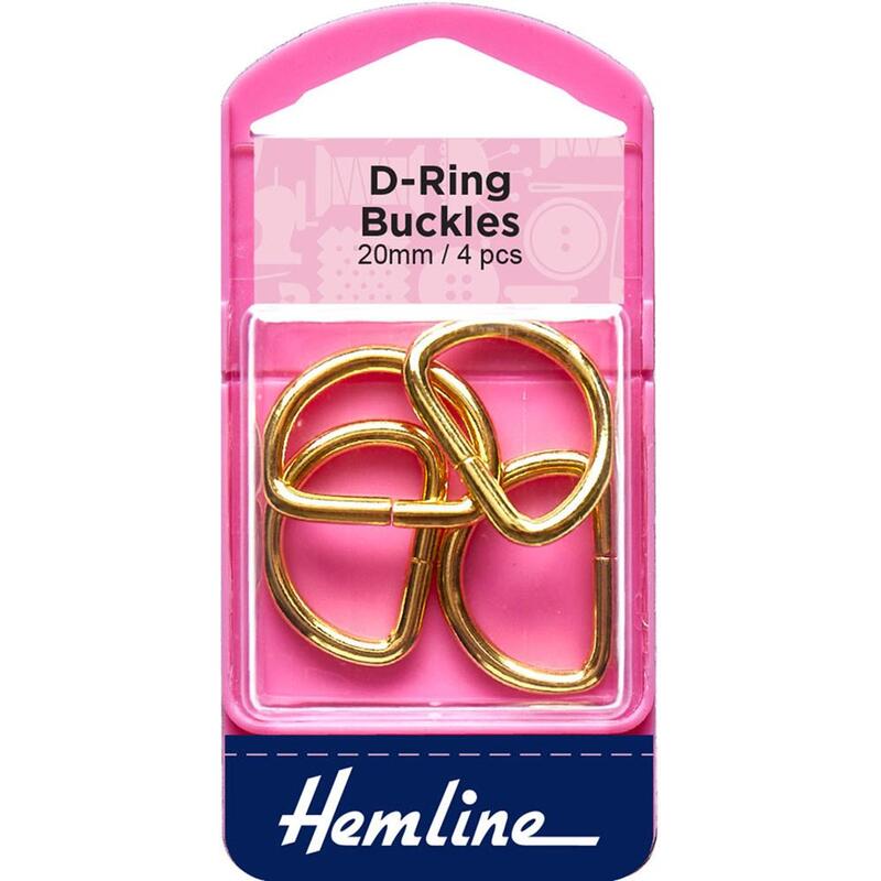 Hemline D Ring Buckles, 20mm, 4 Pcs, Gold Colour, For bags, Straps, Garments
