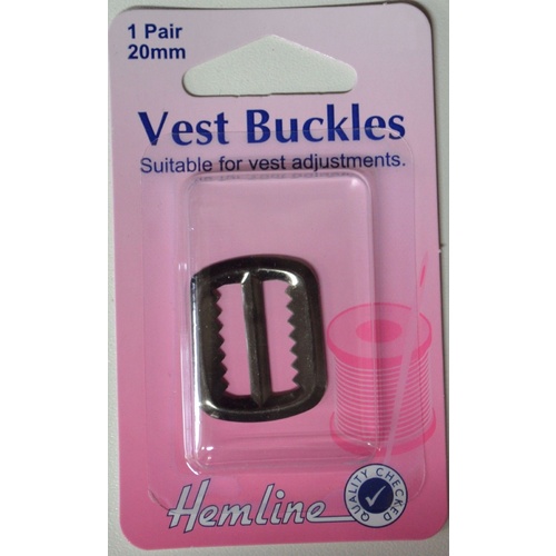 Hemline Vest Buckles, 1 Pair, 20mm, Suitable For Vest Adjustments