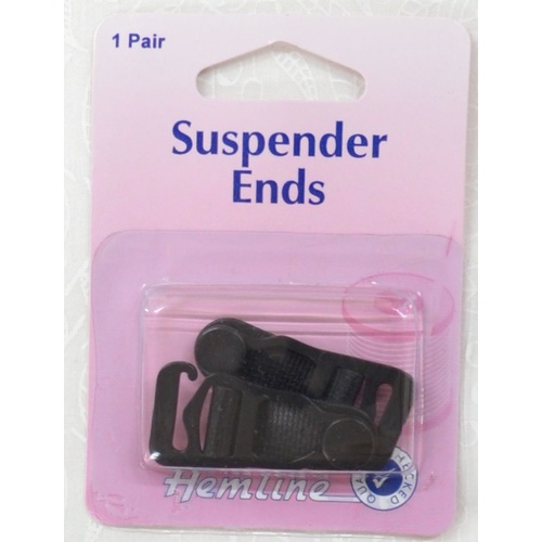 Hemline Suspender Ends 1 Pair Black For attaching suspenders to stocking tops