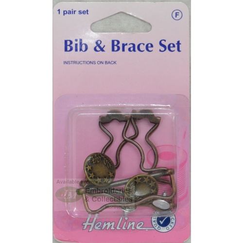 Hemline Bib & Brace Set, 1 Pair Set, Bronze Colour, Instructions On Pack
