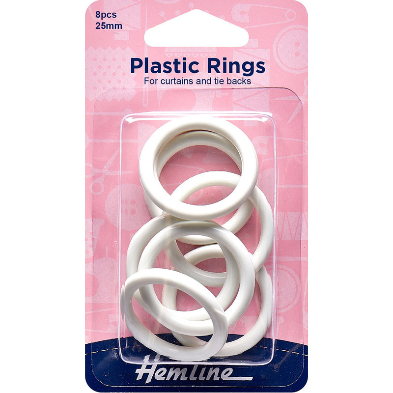 Hemline Plastic Rings 25mm 8 Pack For Curtains & Tie Backs