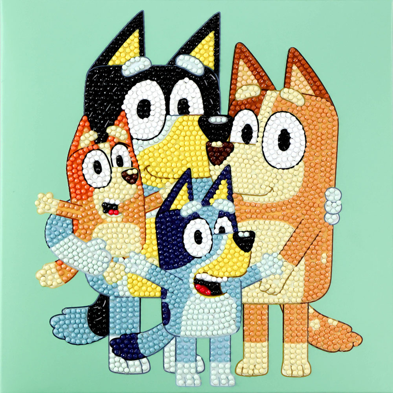 BLUEY Diamond Dotz THE HEELER FAMILY, 5D Diamond Painting Box Kit 22cm x 22cm