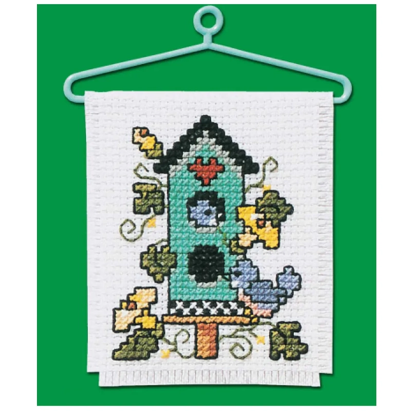 BIRD HOUSE Mini Counted Cross Stitch Ornament Kit