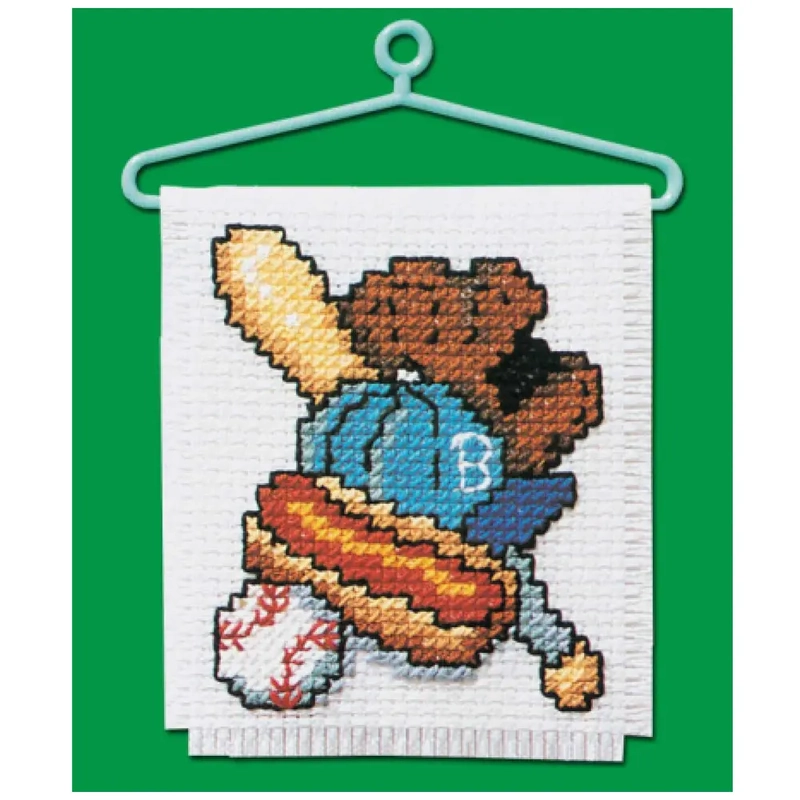 BASEBALL SET Mini Counted Cross Stitch Ornament Kit