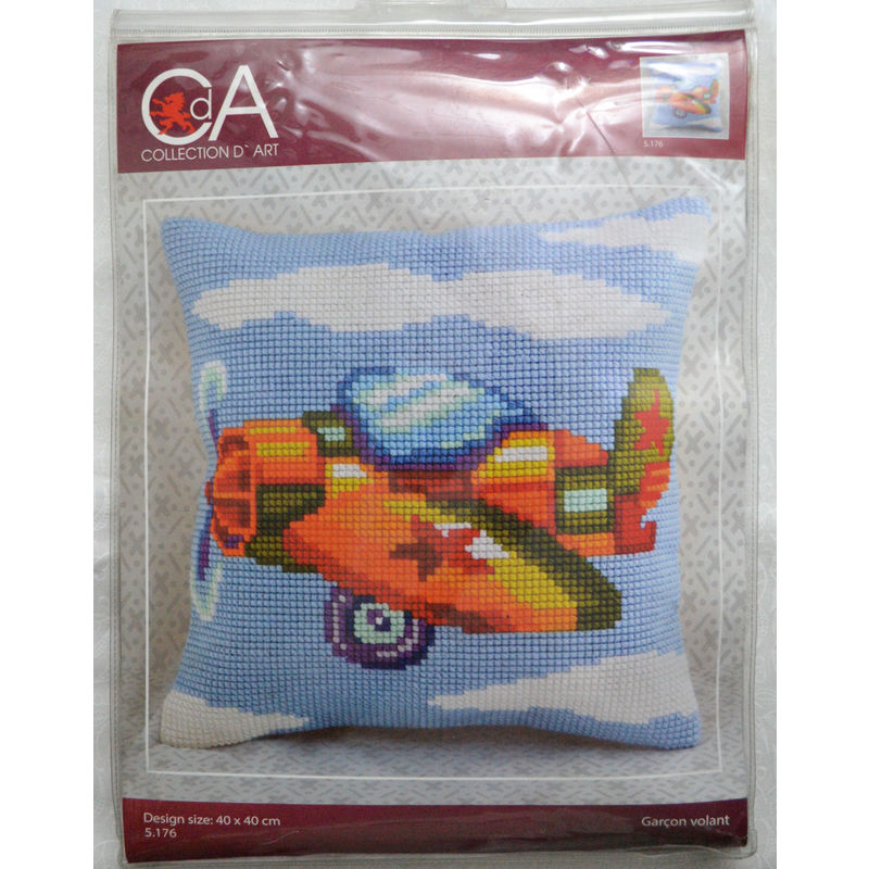 Collection D' Art Aeroplane Chunky Cross Stitch Cushion Front Kit 40 x 40cm