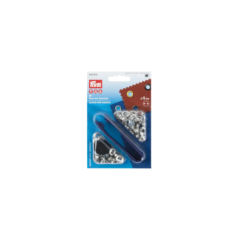 Prym Eyelets And Washers 5.0mm Silver-Coloured Rustproof Brass PK of 40