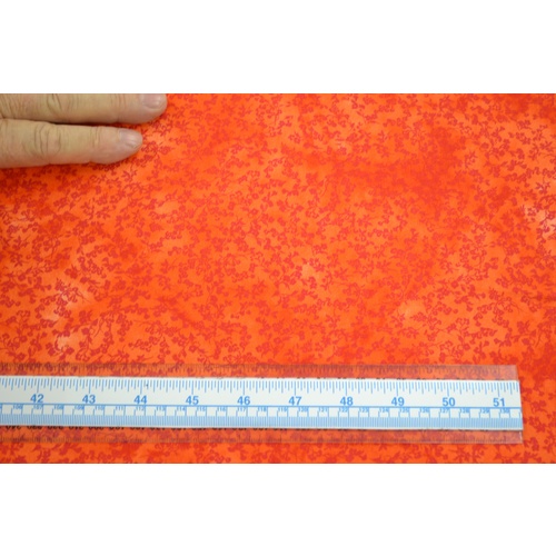 Cotton Fabric #5609.B, 110cm Wide Per Metre, ORANGE Floral Sprigs