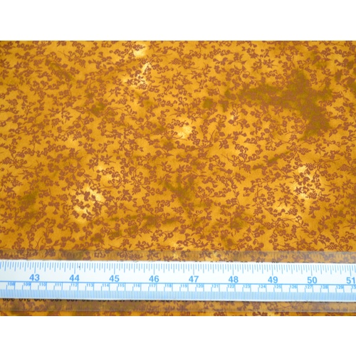 Cotton Fabric #5609.M, 110cm Wide Per Metre, BROWN Floral Sprigs