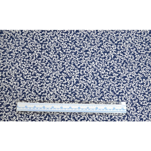 Cotton Fabric Print #5609.NW, 110cm Wide Per Metre, NAVY / WHITE