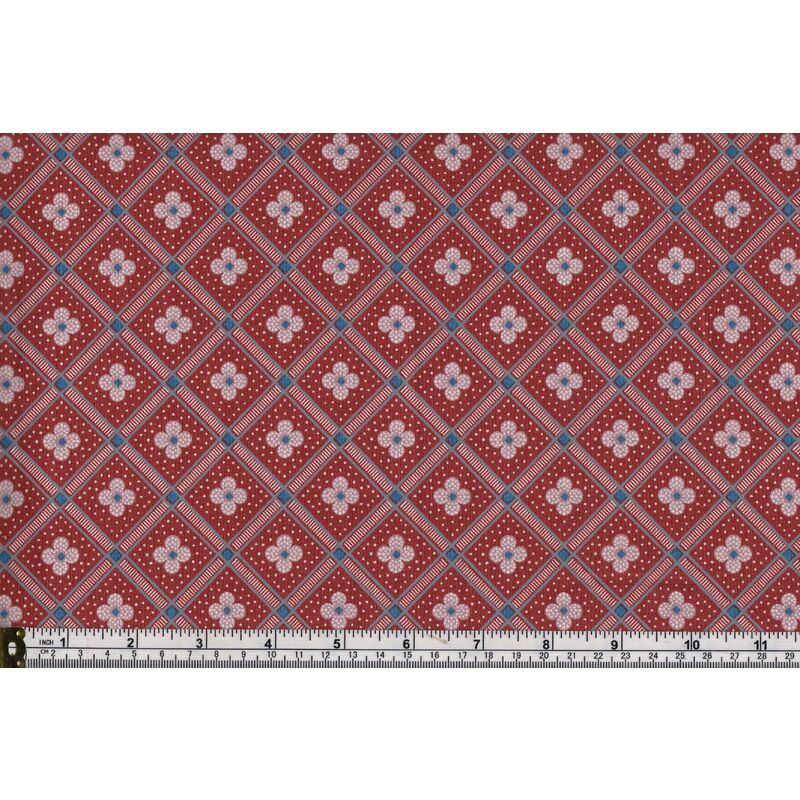 Liberty Summer House Manor Tile Red 110cm Wide Cotton Fabric 5671Y