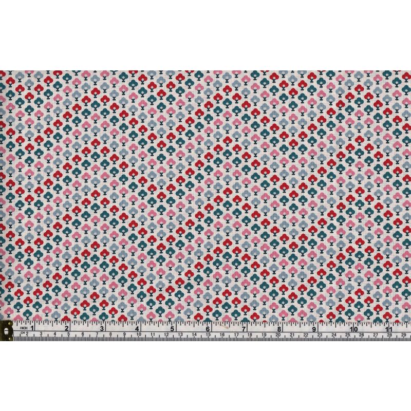 Liberty Summer House Topiary Chevron M Red 112cm Wide Cotton Fabric 5674Y