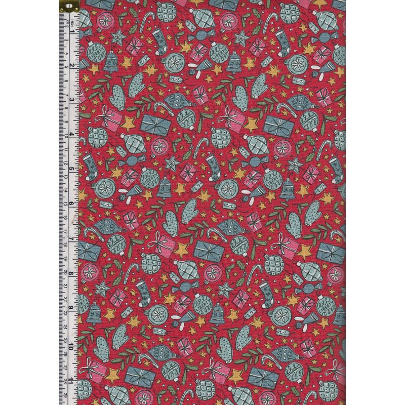 Liberty A Festive Collection FESTIVE JOY Red 112cm Wide Cotton Fabric 5748B