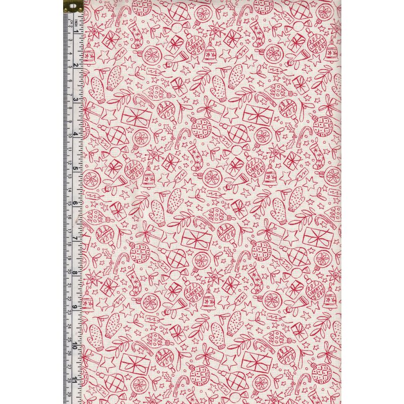 Liberty A Festive Collection FESTIVE SHINE Red 112cm Wide Cotton Fabric 5754B