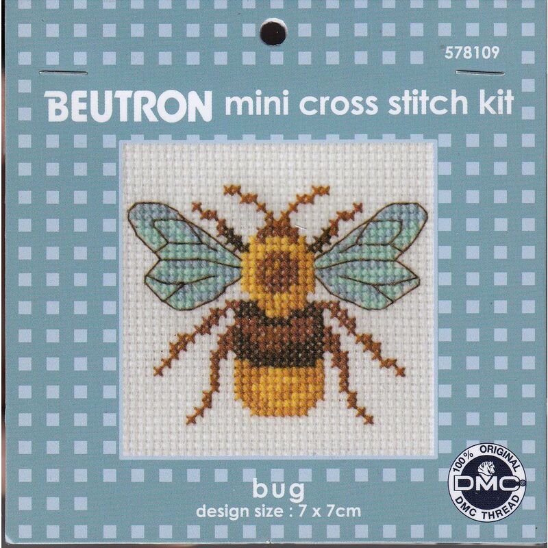Beutron BUG Mini Cross Stitch Kit, 7 x 7cm 14 Count Aida, 578109