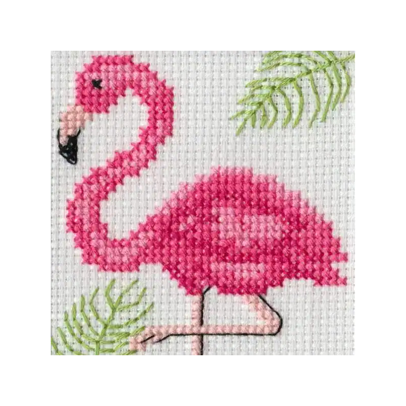 Beutron Cross Stitch Kit, FLAMIGO 7 x 7cm, 14ct Aida, DMC Stranded Cotton