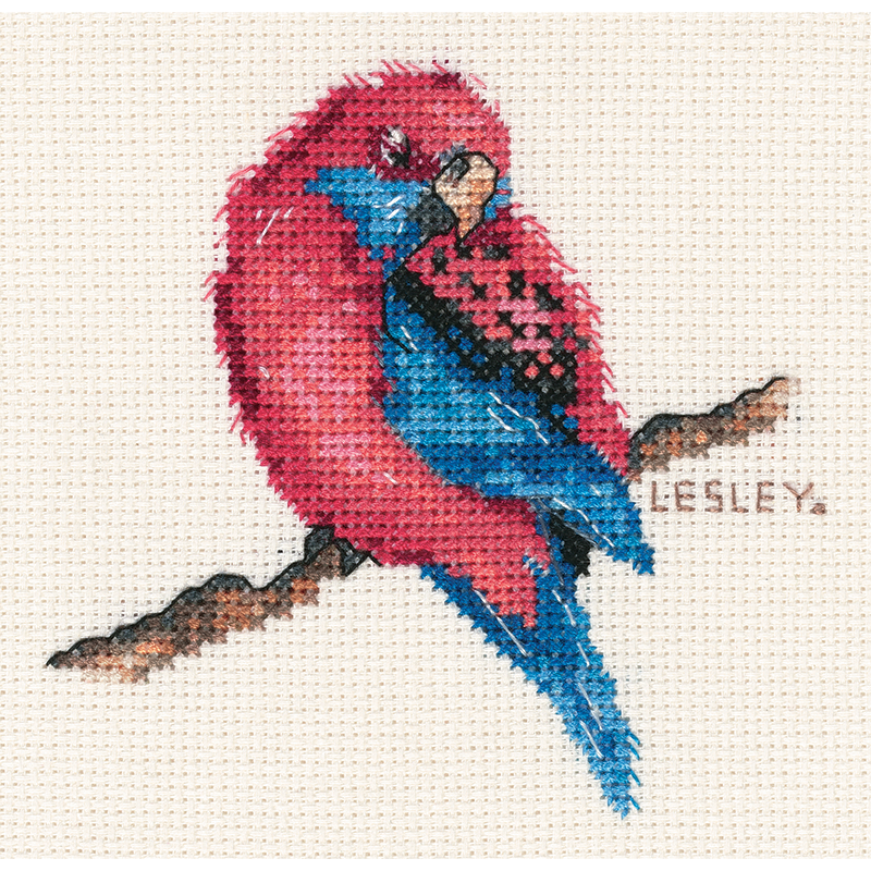 DMC Crimson Rosella, Australian Collection Cross Stitch Kit 9 x 7cm 18ct Aida, 582113