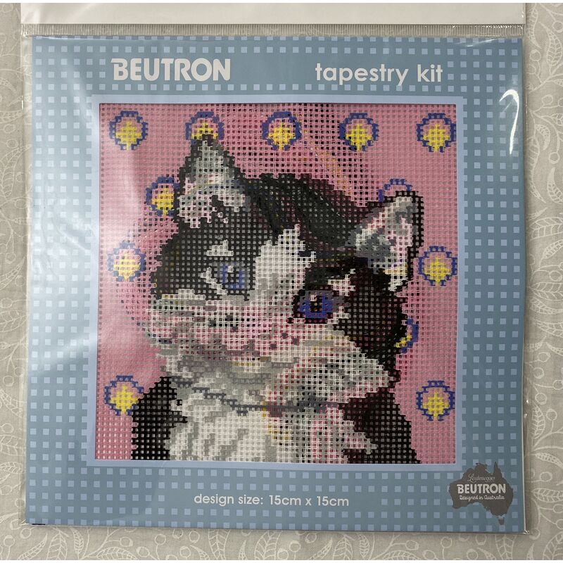 Beutron Tapestry Kit, SALT & PEPPER 15cm x 15cm, Printed Canvas, Stranded Cotton Yarn