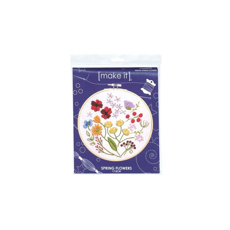 Make It SPRING FLOWERS Traced Linen Cross Stitch Kit - 585244