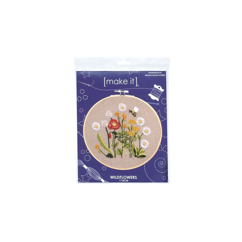 Make It WILDFLOWERS Traced Linen Cross Stitch Kit - 585244-WILDFLOWERS