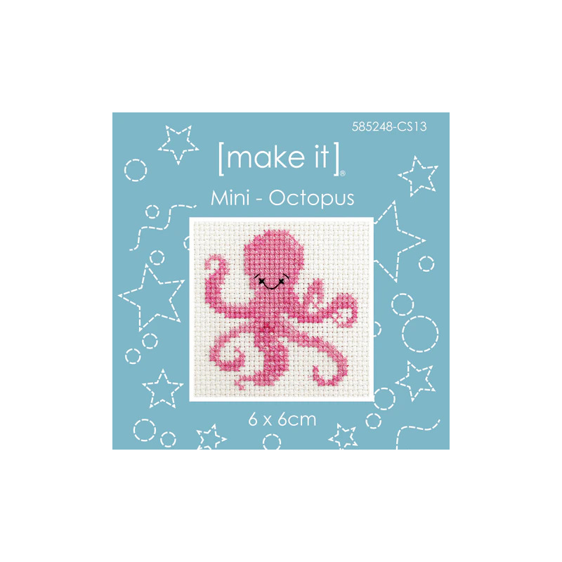 Make It OCTOPUS Mini Cross Stitch Kit, 6cm x 6cm, 585248-CS13