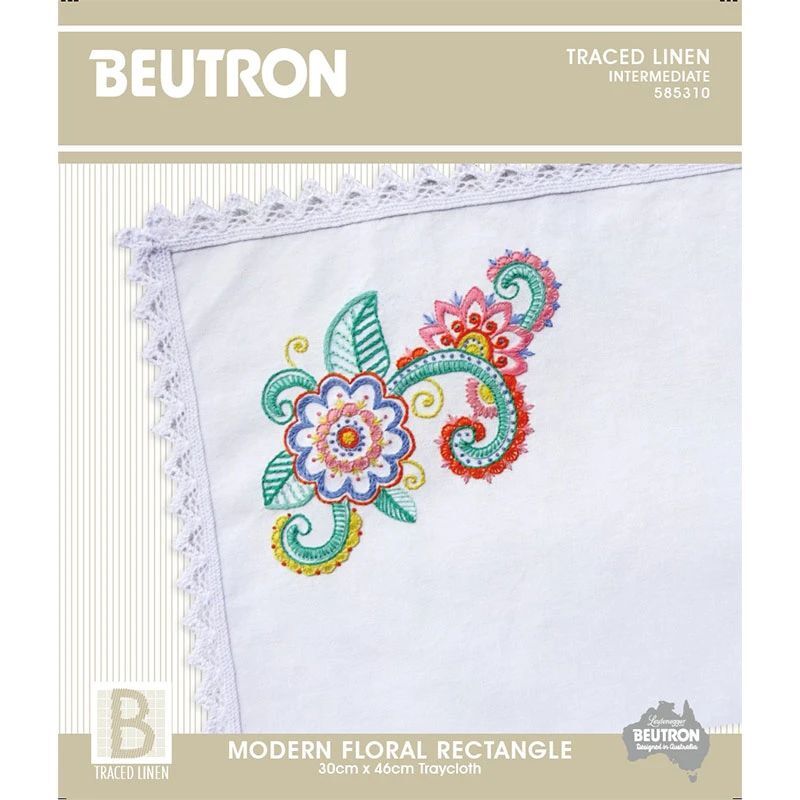 Beutron MODERN FLORAL Traycloth Dioly Embroidery Kit, 30cm x 46cm, #585310