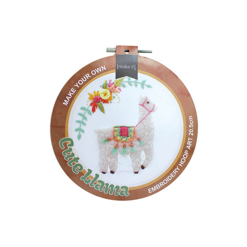 CUTE LLAMA, DIY Embroidery Hoop Art Kit 20.5cm by Make It