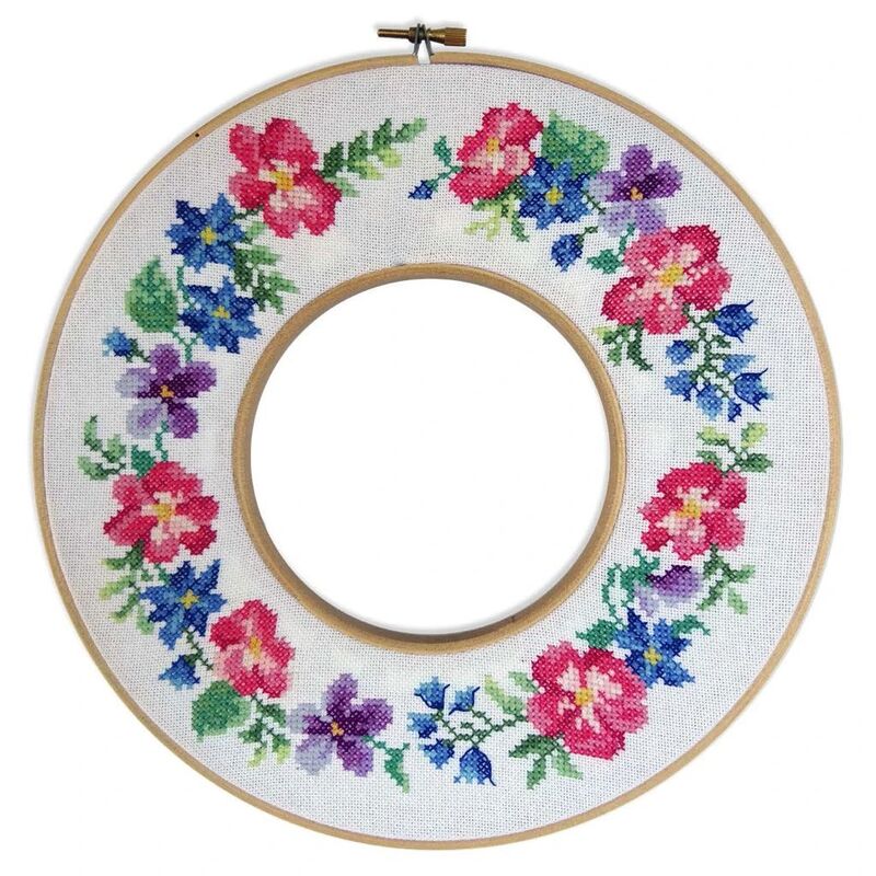 DMC, FLORAL WREATH Counted Cross Stitch Kit 587117, 25cm Round