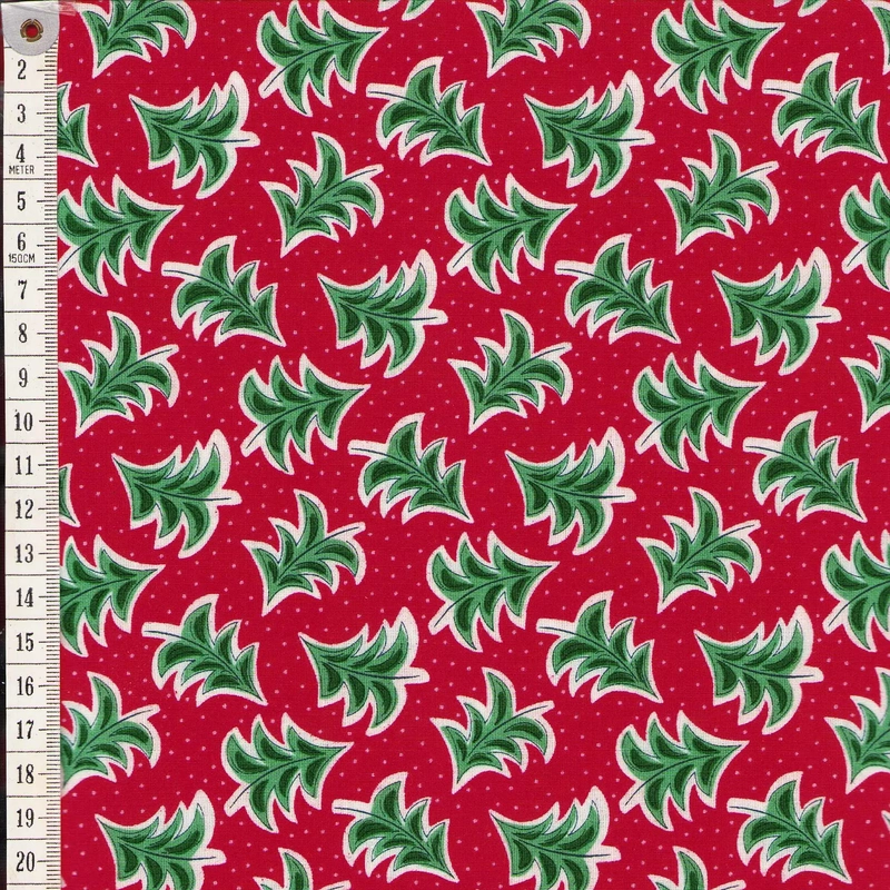 Liberty Merry & Bright DANCING TREES RED 110cm Wide Cotton Fabric 5928A Per 25cm