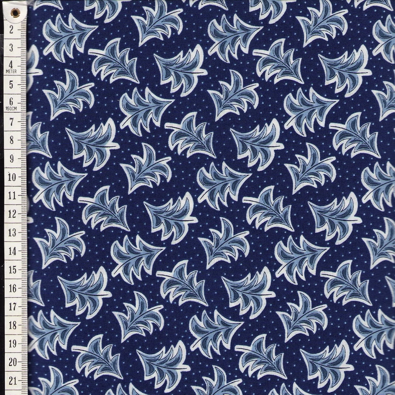 Liberty Merry & Bright DANCING TREES BLUE 110cm Wide Cotton Fabric 5928B Per 25cm