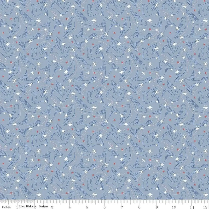 Liberty Merry & Bright DOVE STAR 110cm Wide Cotton Fabric 5931B Per 25cm