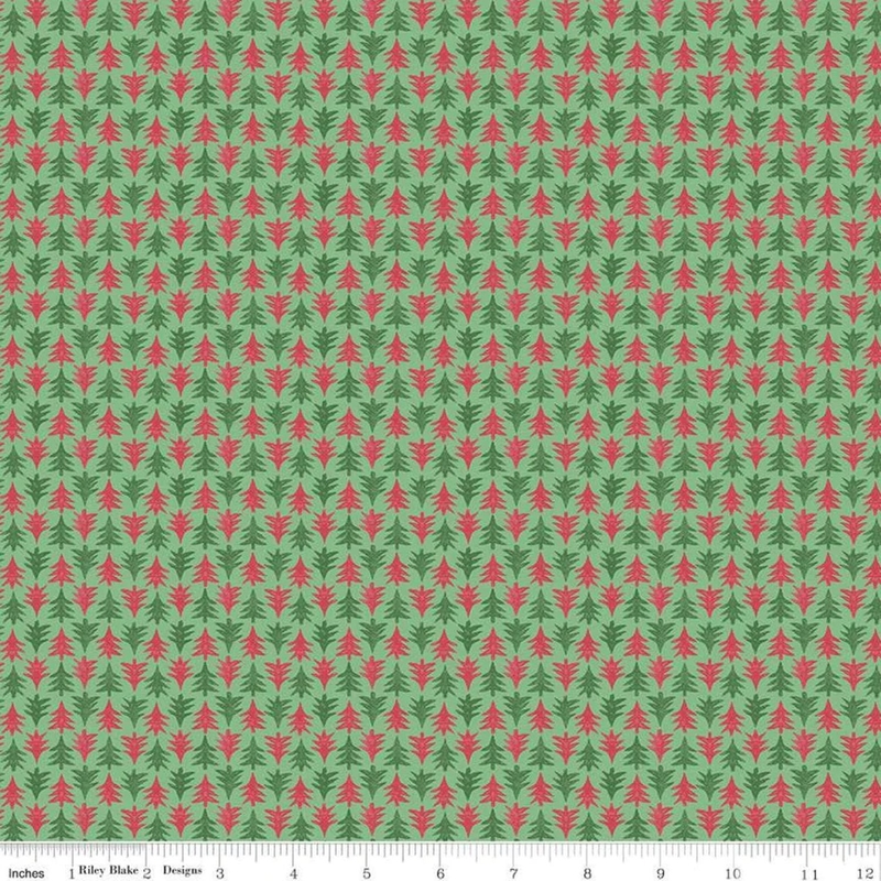 Liberty Merry & Bright FESTIVE FIRS GREEN 110cm Wide Cotton Fabric 5932A Per 25cm