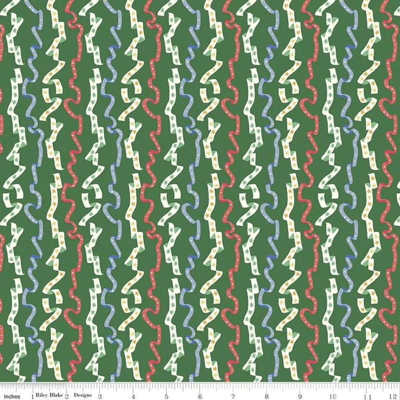 Liberty Merry & Bright ALL WRAPPED UP MET GREEN 110cm Wide Cotton Fabric 5933A Per 25cm