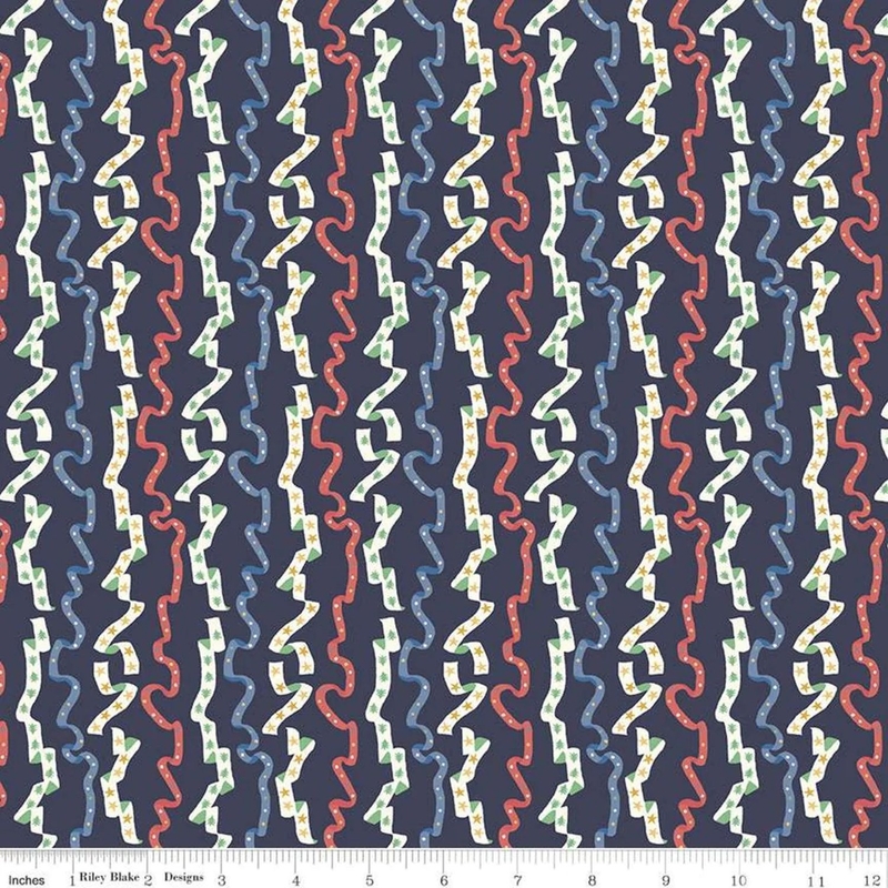 Liberty Merry & Bright ALL WRAPPED UP MET BLUE 110cm Wide Cotton Fabric 5933B Per 25cm