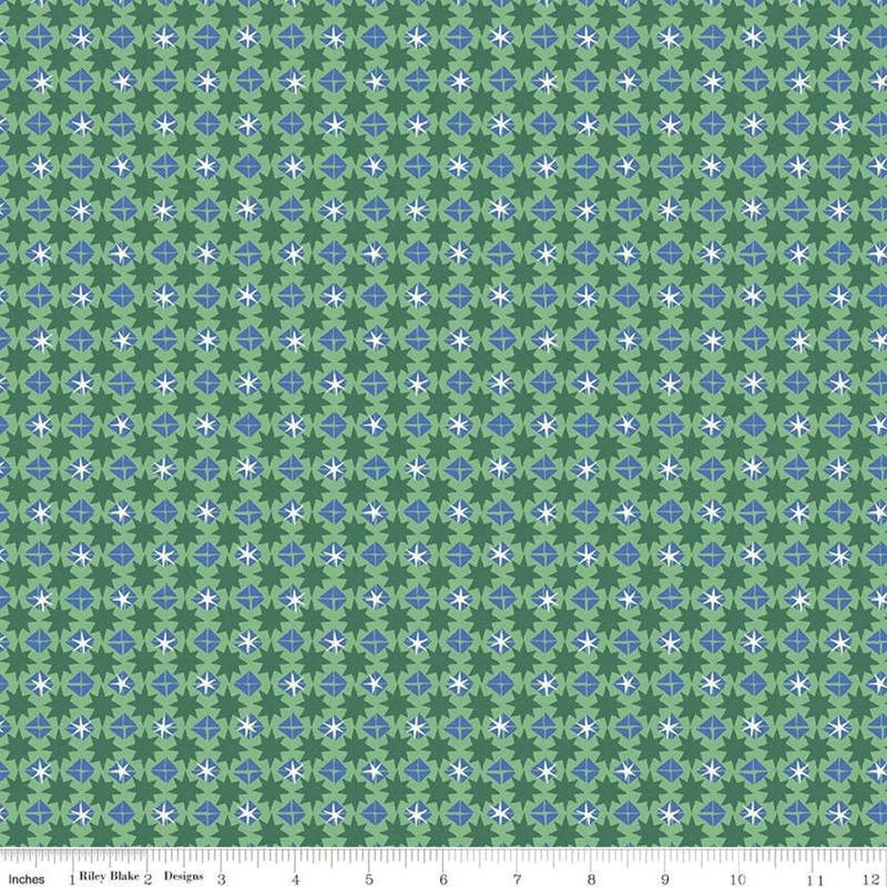 Liberty Merry & Bright STARLIGHT SPARKLE GREEN 110cm Wide Cotton Fabric 5934A Per 25cm