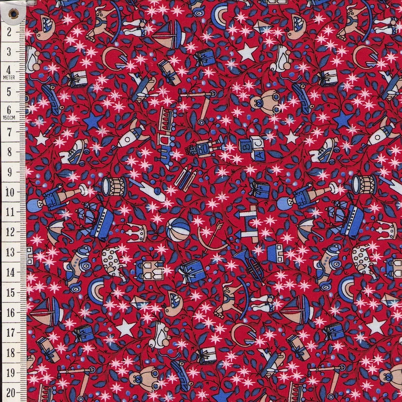 Liberty Merry & Bright MAGICAL FOREST RED 110cm Wide Cotton Fabric 5935B Per 25cm