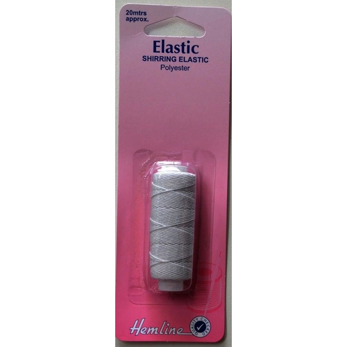 Hemline Polyester Shirring Elastic 0.75mm x Approx 20 metres, White, Smocking, Cuffs etc