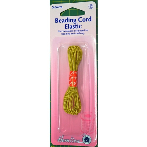 Hemline Beading Cord Elastic, Narrow, 3.6m Gold