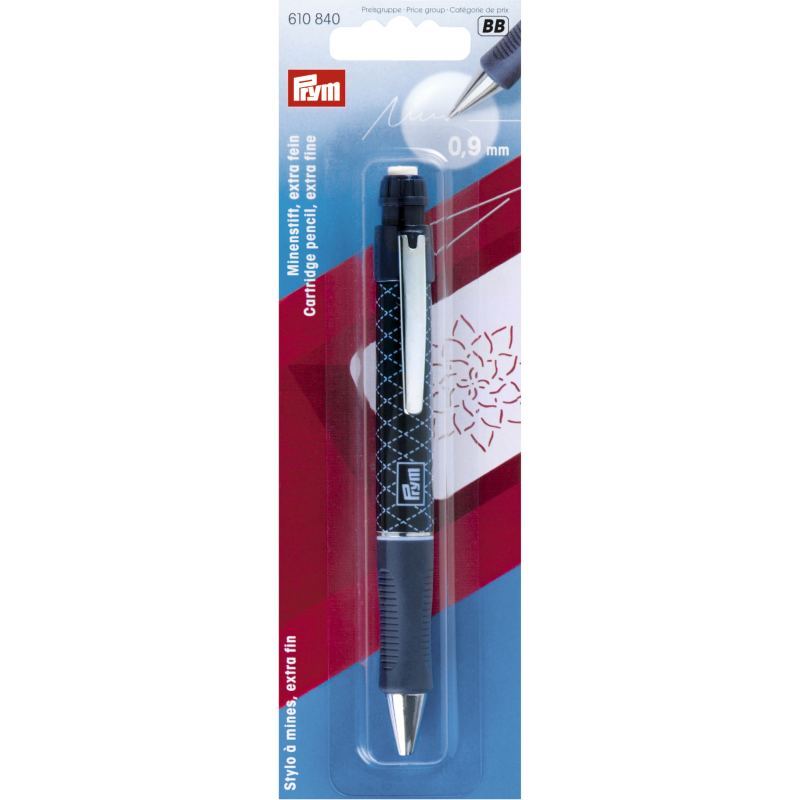 Cartridge Pencil With 2x 0.9mm White Cartridges & Eraser by Prym