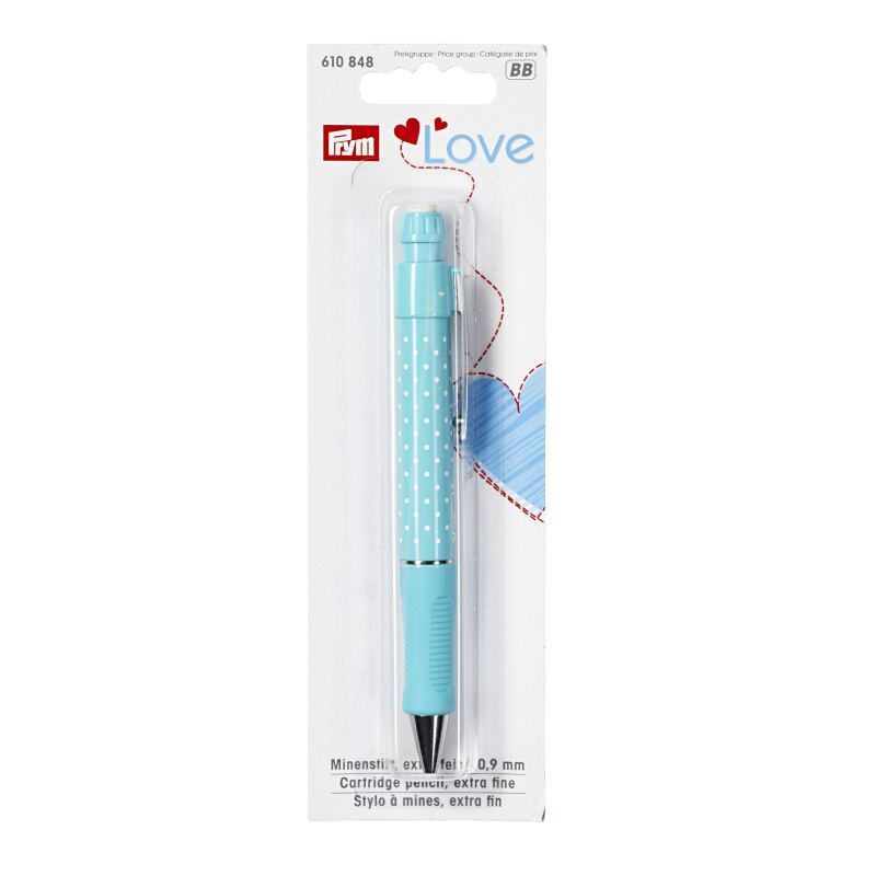 Cartridge Pencil With 2x 0.9mm White Cartridges & Eraser by Prym Love