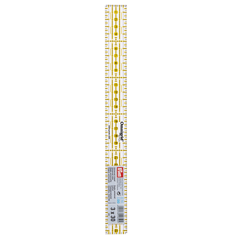 Prym Universal Ruler, Metric Scale, 3cm x 30cm Omnigrid
