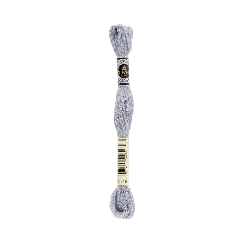 DMC Mouline Etoile, C318 LIGHT STEEL GREY Embroidery Thread 8m Skein, Twinkle Effect