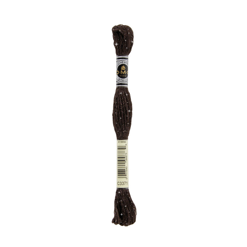 DMC Mouline Etoile #C3371 BLACK BROWN, Embroidery Thread 8m Skein, Twinkle Effect