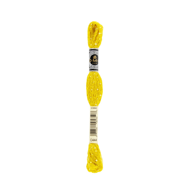 DMC Mouline Etoile, C444 DARK LEMON Embroidery Thread 8m Skein, Twinkle Effect