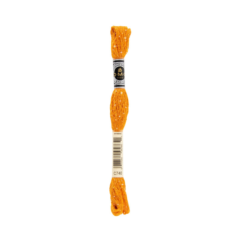 DMC Mouline Etoile, C740 TANGERINE Embroidery Thread 8m Skein, Twinkle Effect
