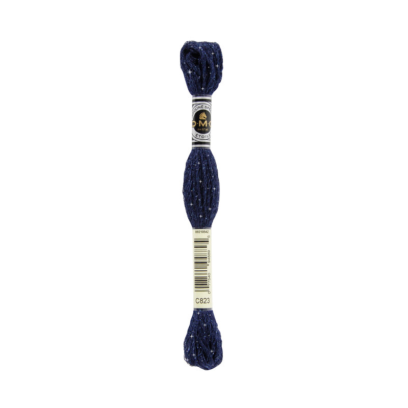 DMC Mouline Etoile, C823 DARK NAVY BLUE Embroidery Thread 8m Skein, Twinkle Effect